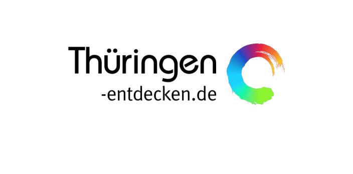 Logo von Thüringen-entdecken.de mit einem Kreis, der aussieht, als sei er mit einem Pinsel in Regenbogenfarben gemalt worden.